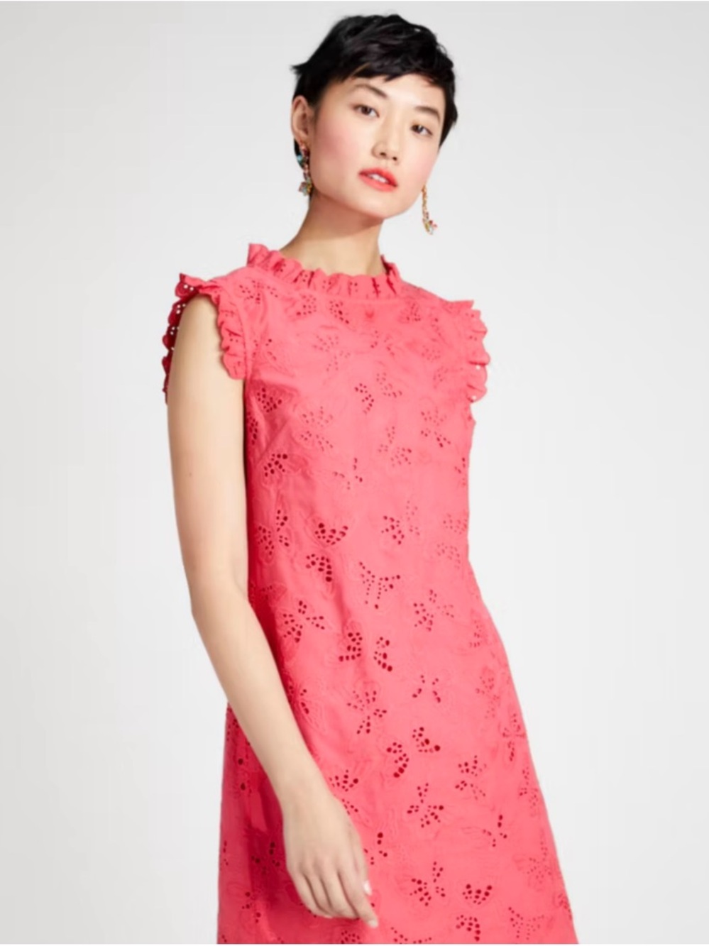 Kate Spade Mainline Watermelon Butterfly Eyelet Shift Dress
